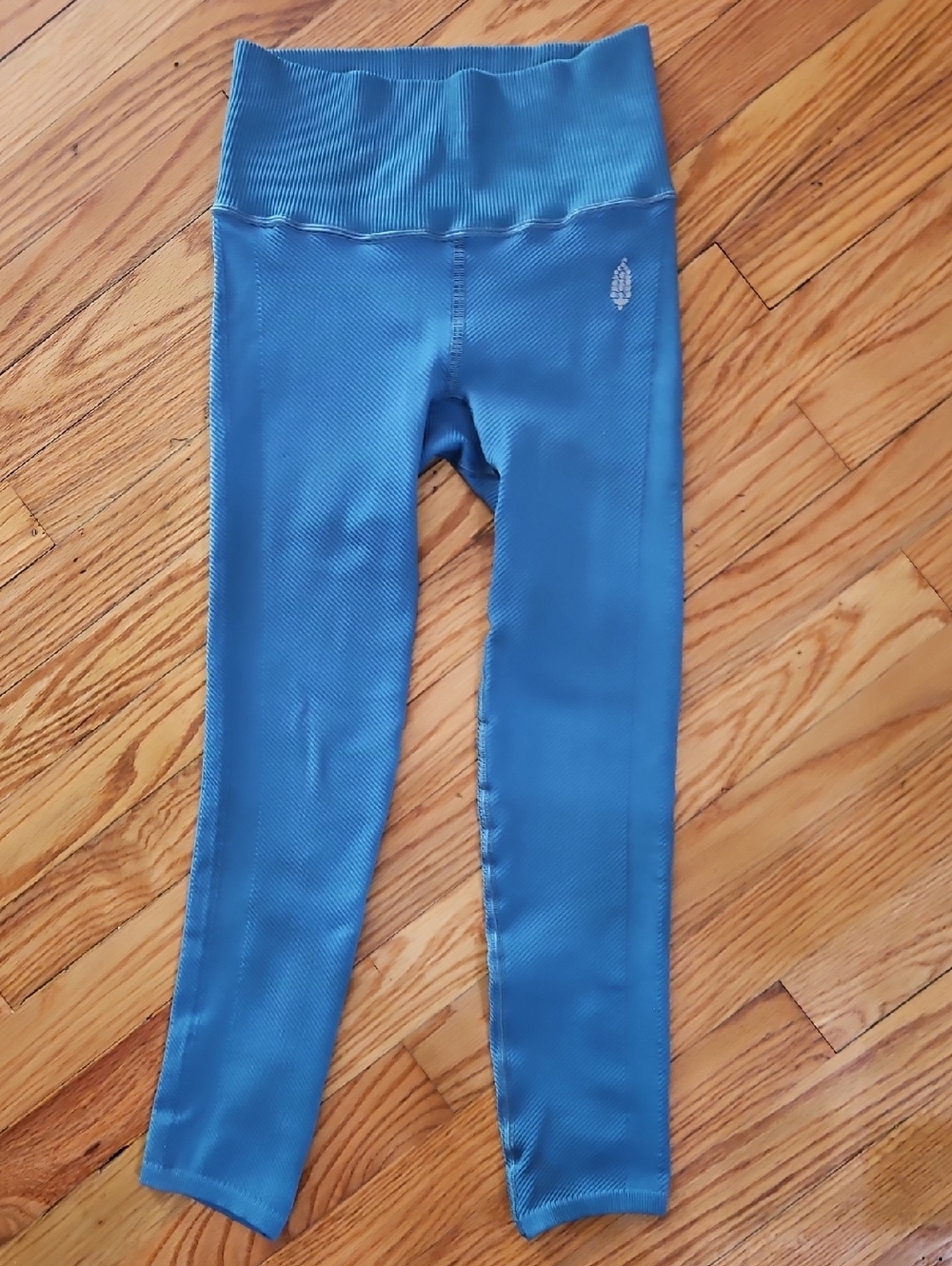 Free People Blue High-Waist Seamless Ribbed Leggings